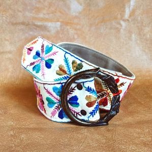 1970s Vintage - Woo Dogs Boho Embroidered Belt